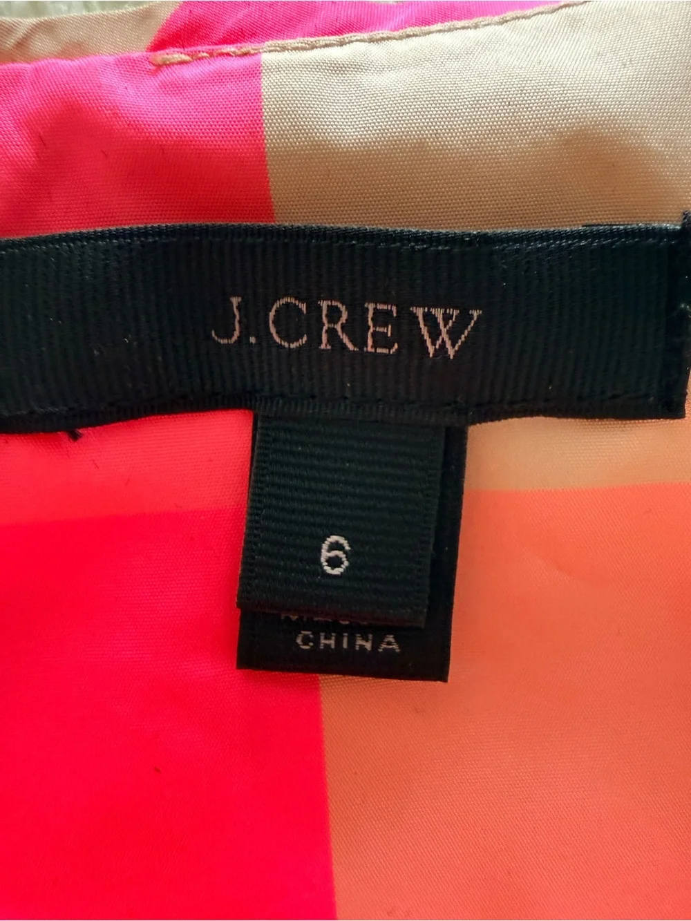 J. Crew Neon Pink & Tan Gingham Ruffle Sleeve Top - Picture 3 of 3
